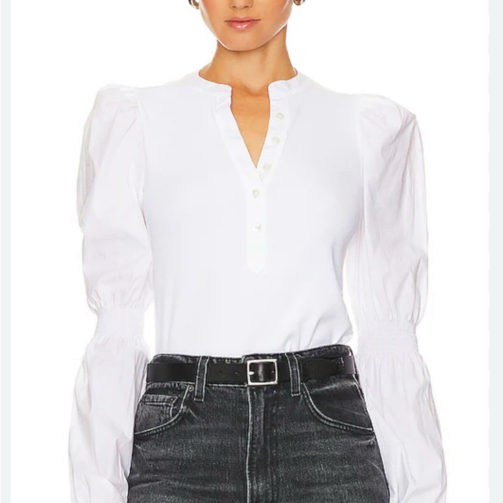 Veronica Beard White Puff Sleeve Blouse